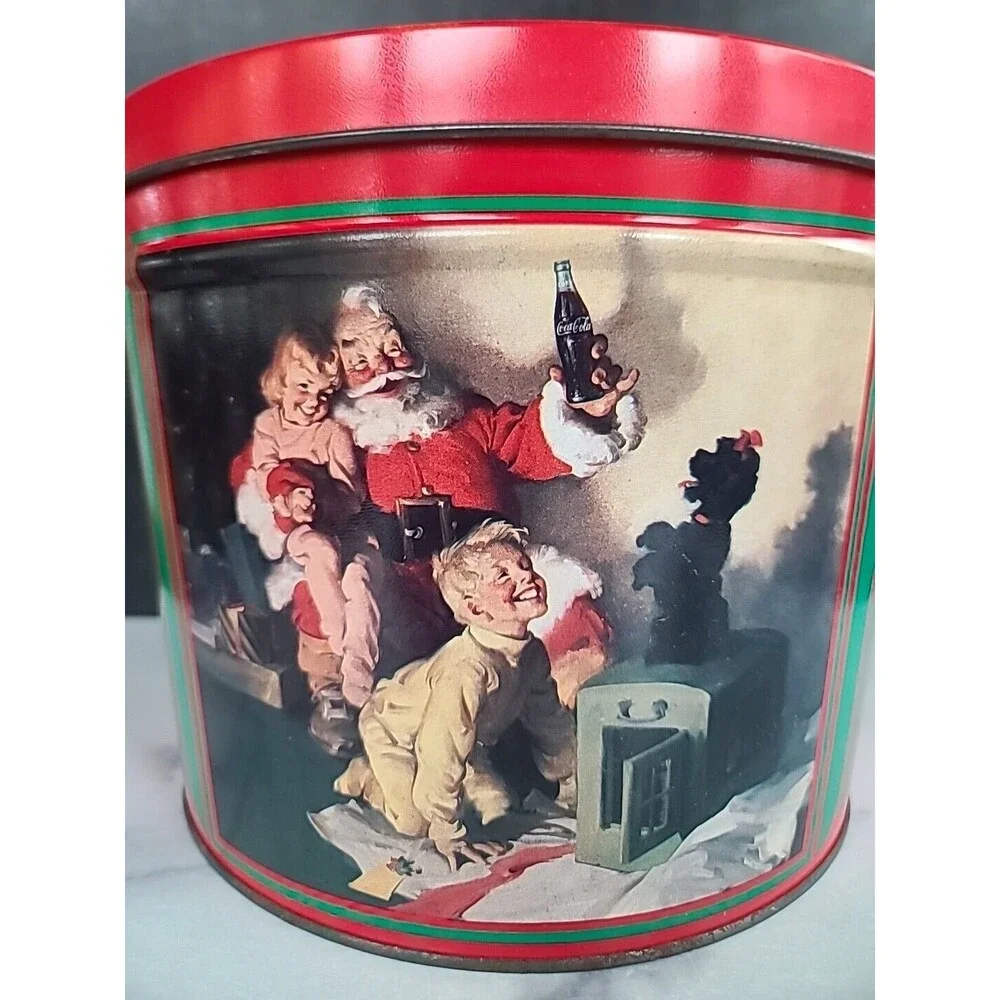 Vintage Empty Coca-Cola Santa Tin Large